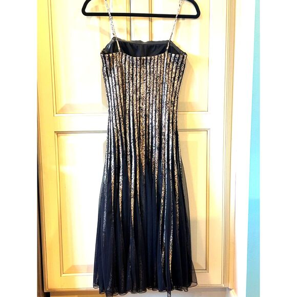 Cache Vintage Black Dress with Gold Contrast - Size 2 - Picture 3 of 6